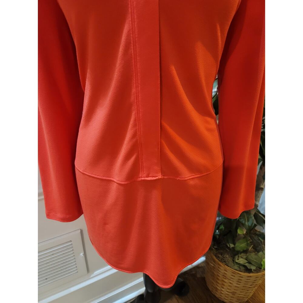 Lauren Ralph Lauren Tunic Blouse Women's Large Orange Crew Curved Hem Pullover - Picture 4 of 9